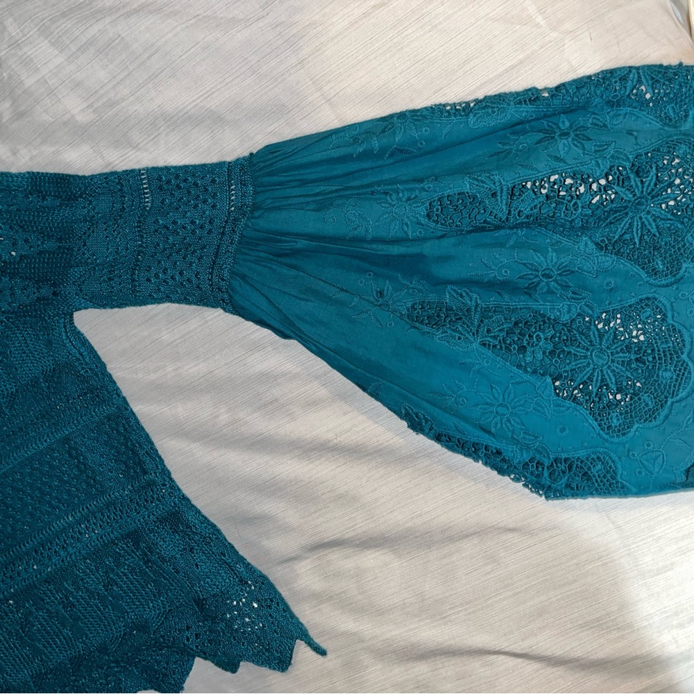 Free People Teal Crochet Detail